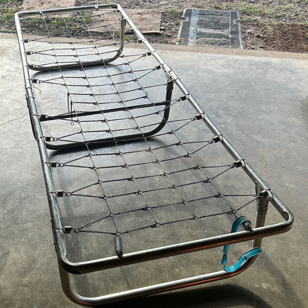Folding Metal Cot with Black Mesh
